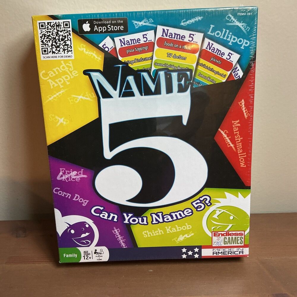 Name 5 - Can You Name 5?  - Brand New/Sealed - Board Game - Endless Games